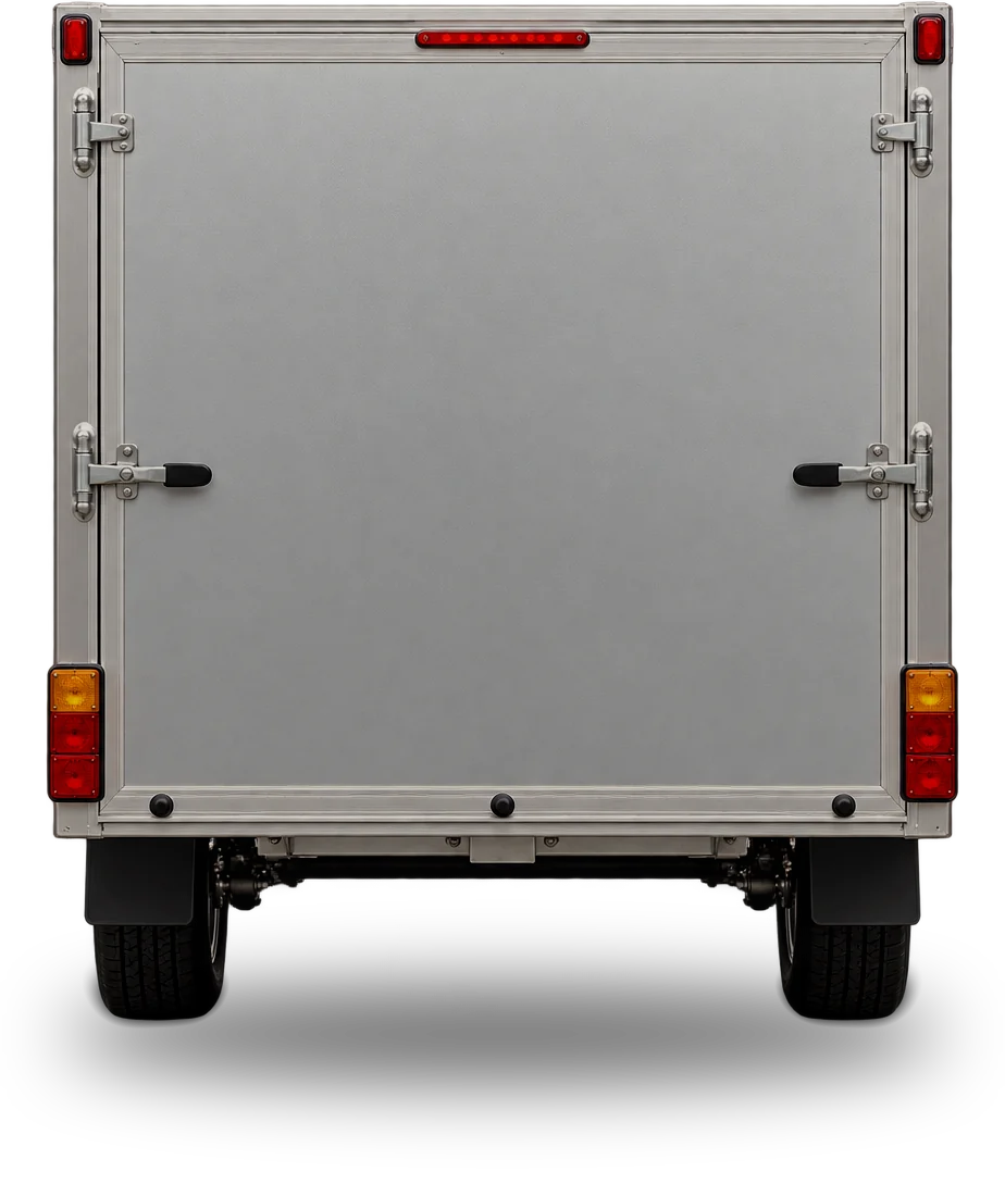 Trailer rear, doors closed