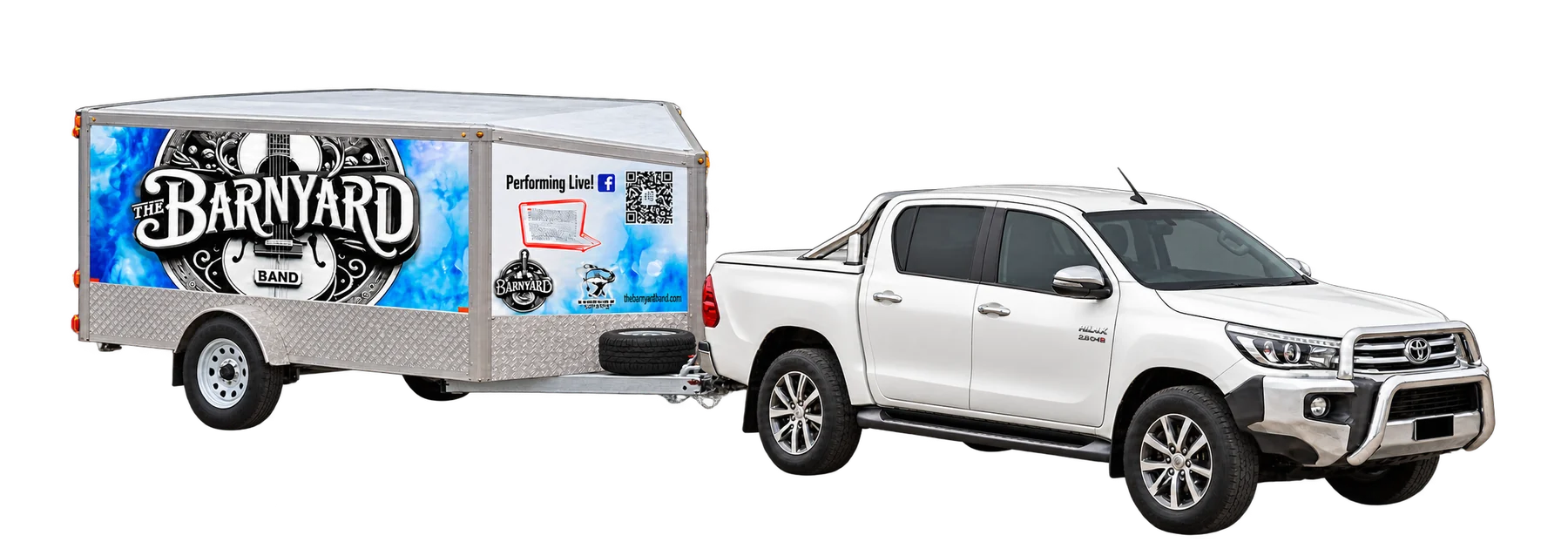 Hilux and trailer, front three-quarter view